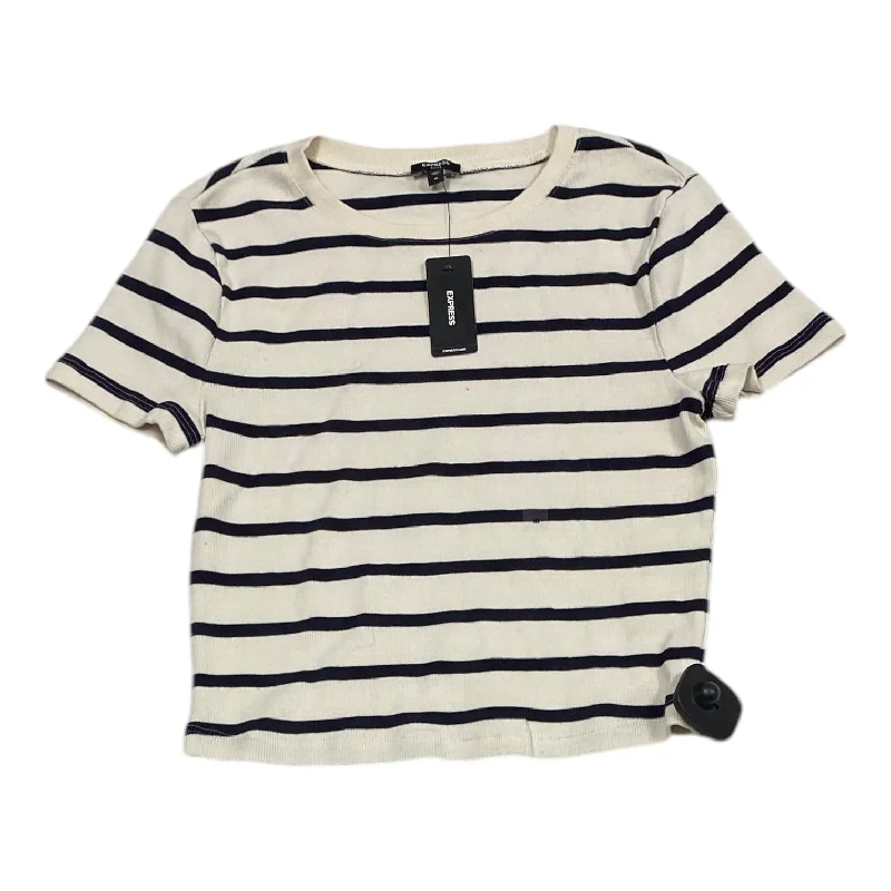 Top Short Sleeve By Express In Striped Pattern, Size: M