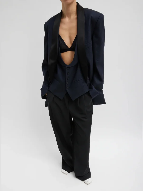 Birdseye Tuxedo Jacket in Navy Multi