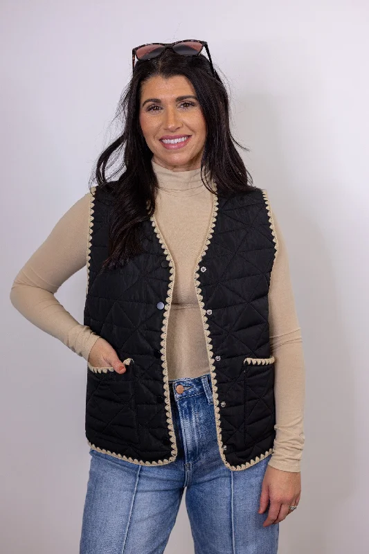 Bonfire Favorite Black Quilted Vest