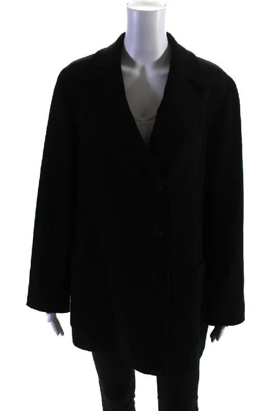 Giorgio Armani Le Collezioni Womens Wool Blend Button Up Coat Black