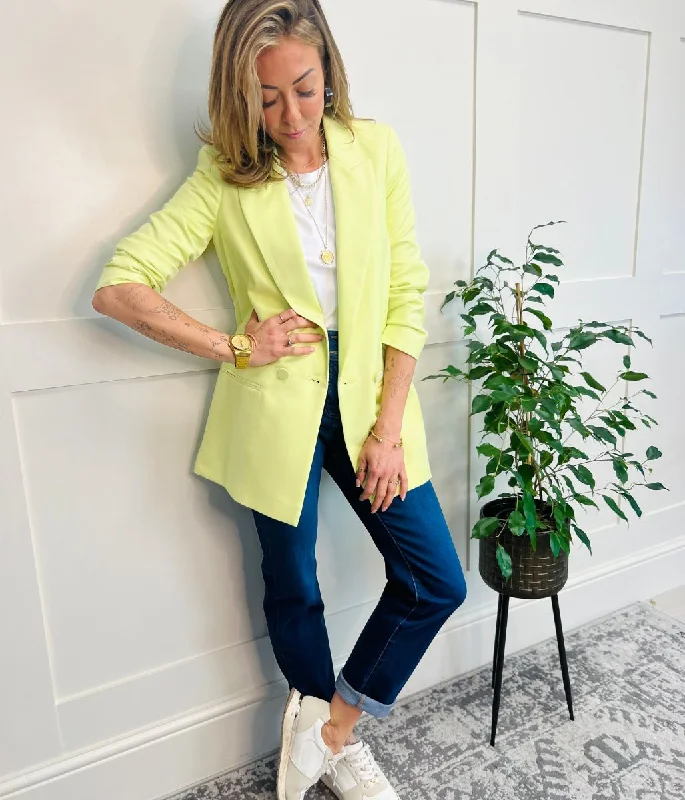 Lime Double Breasted Relaxed Blazer