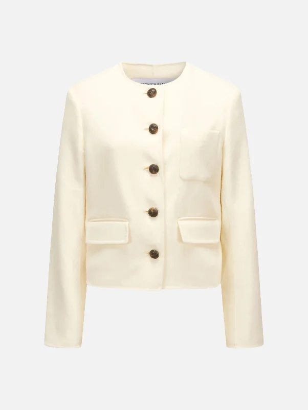 Lyssa Collarless Jacket in Ivory