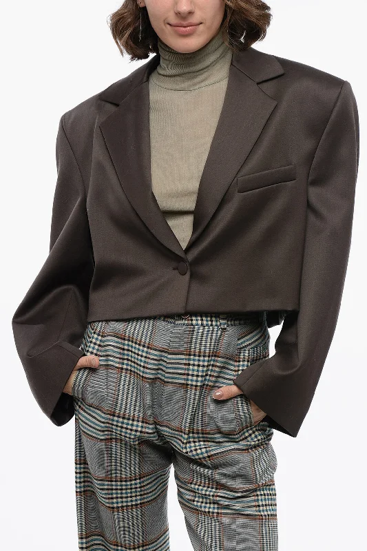 Magda Butrym Cool Wool Cropped Blazer With Oversized Fit 38 Italian Size