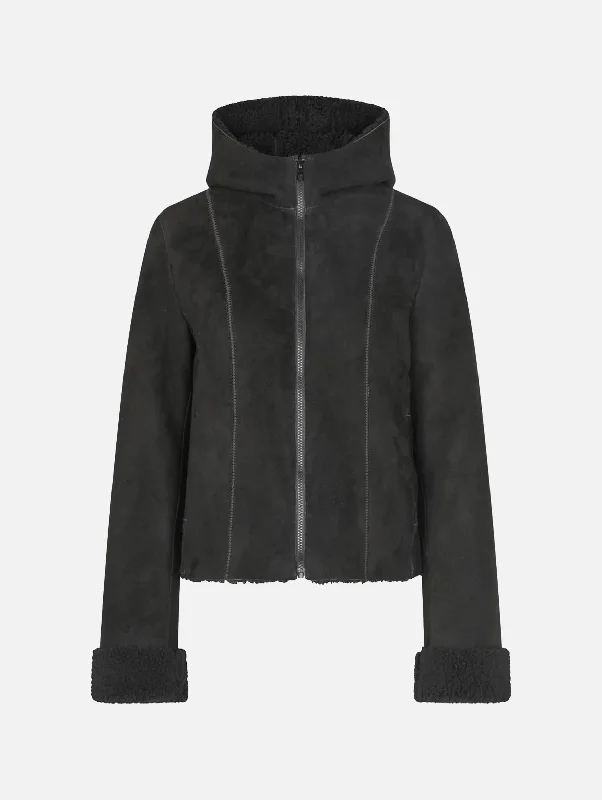 Milena Jacket in Black Shearling