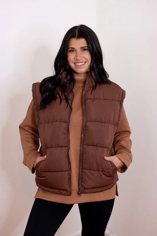 Mountain Views Chocolate Puffer Vest