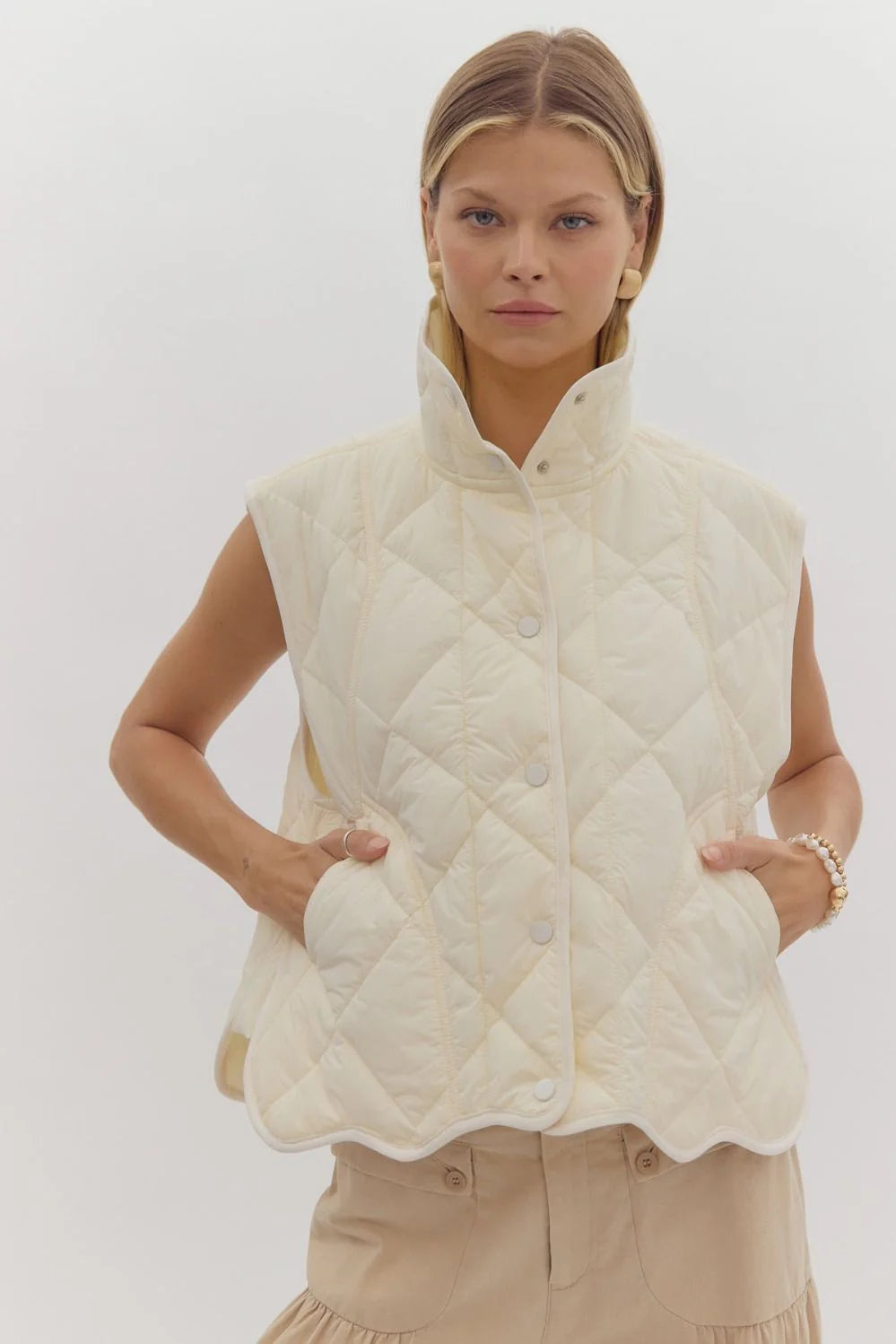 Mountainside Charm Cream Puffer Vest