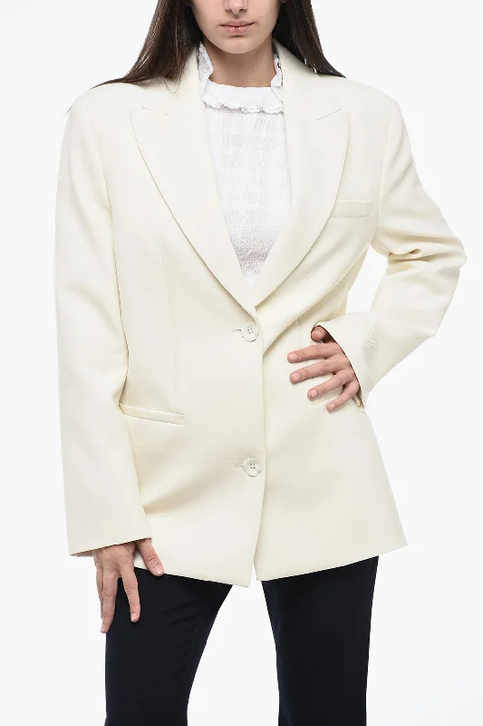 Off-White Seasonal Peak Lapel Blazer With Embroidered Detail 42 Italian Size